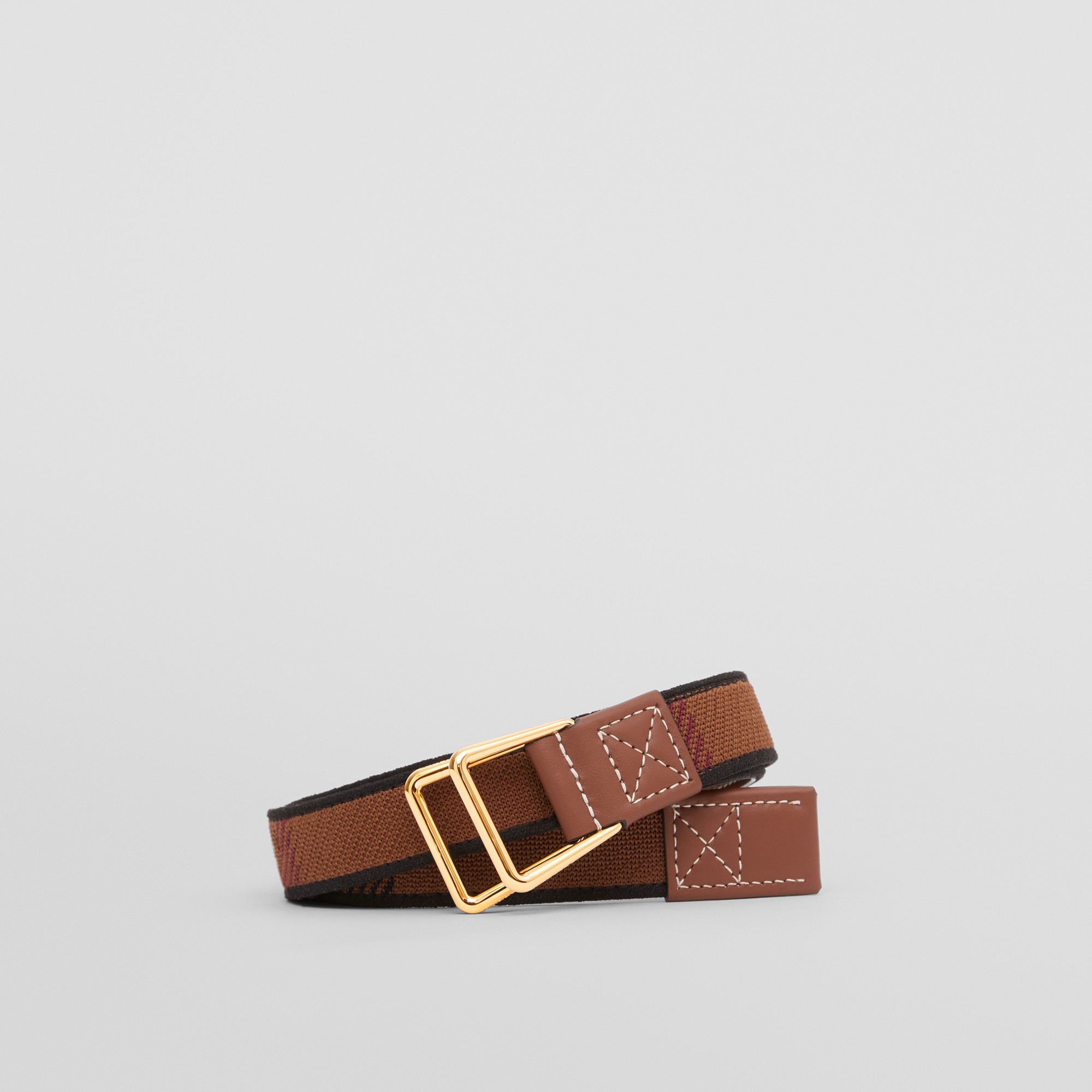 Exaggerated Check and Leather Belt - 1