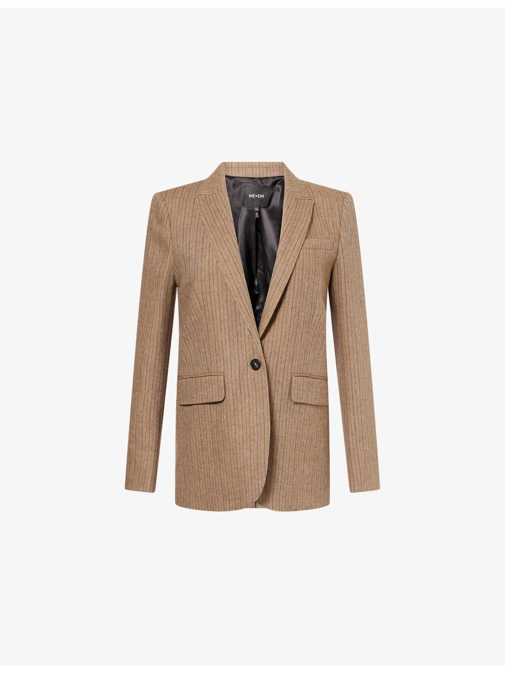 Pinstripe Sharp-Shoulder Stretch-Woven Blazer - 1