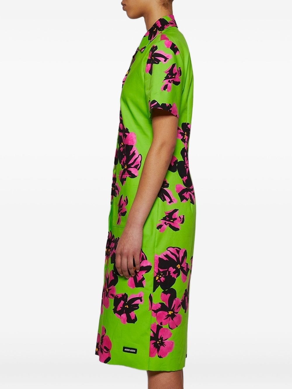 floral-print poplin shirt dress - 4