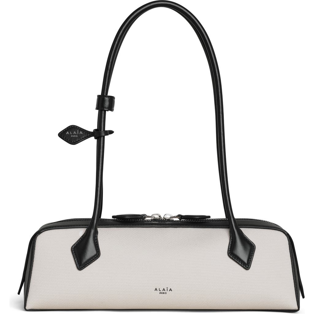 Alaïa Le Teckel East/West Canvas Shoulder Bag in Ecru at Nordstrom - 1