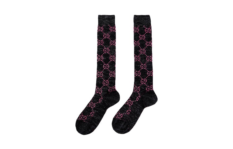 (WMNS) Gucci Cotton Lamé GG Socks 'Black Pink' 476525-3G199-1072 - 3