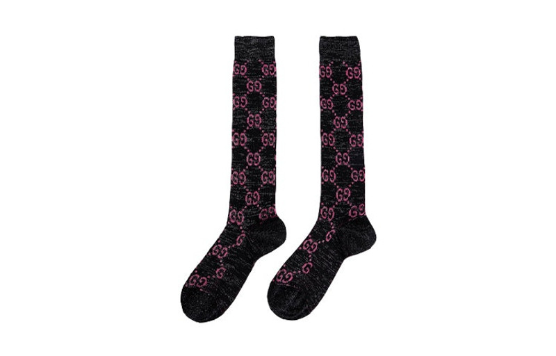 (WMNS) Gucci Cotton Lamé GG Socks 'Black Pink' 476525-3G199-1072 3