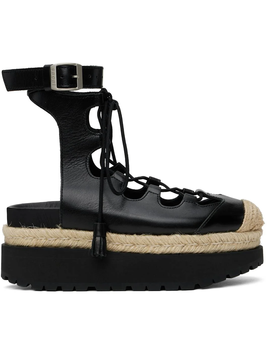 Black Ghillie Heeled Sandals - 1