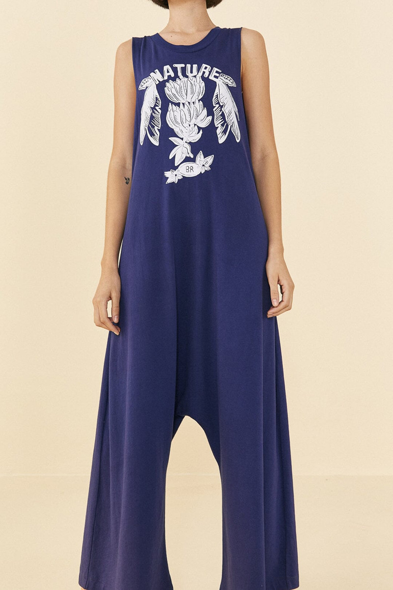 FARM RIO Navy Blue Nature Organic Cotton Jumpsuit outlook