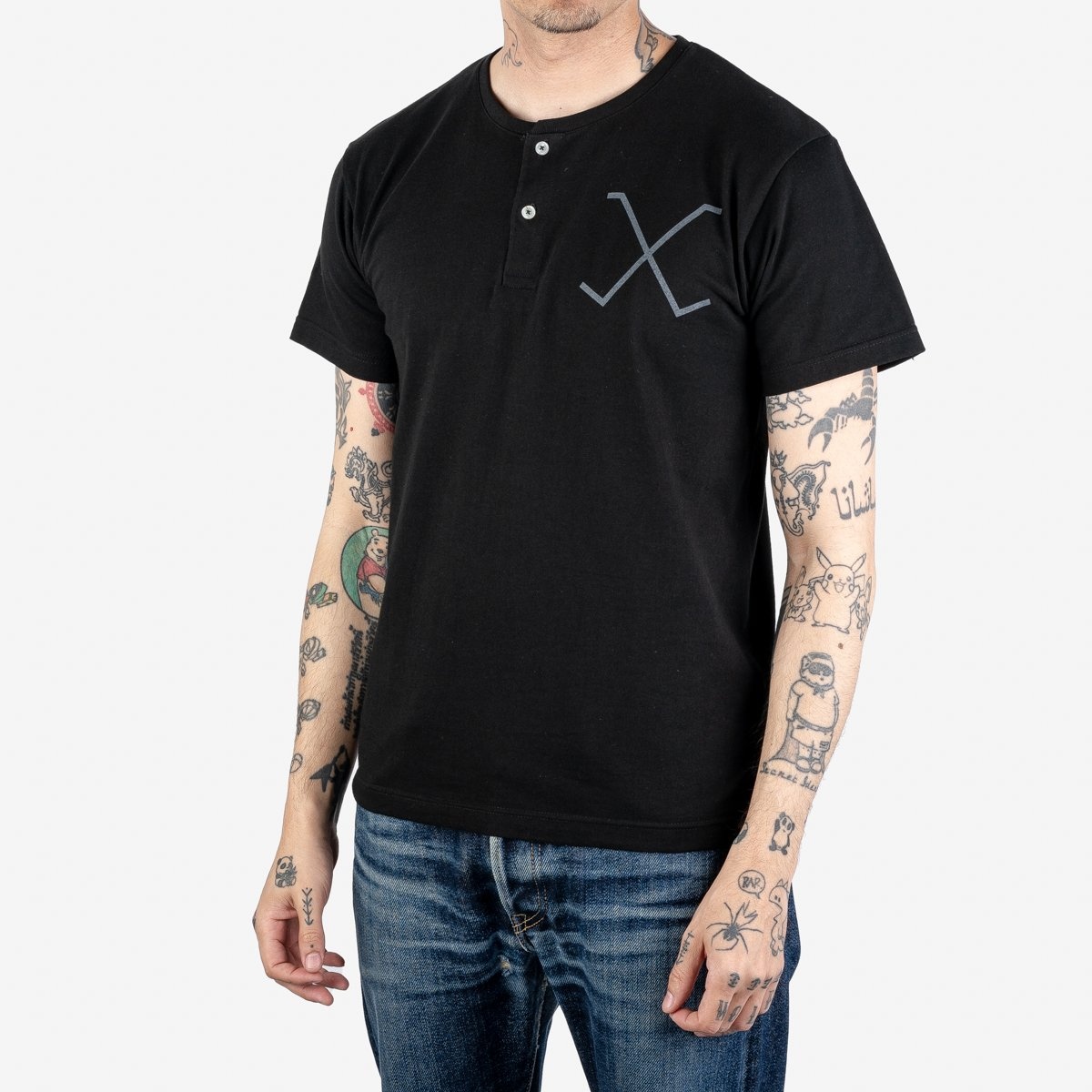 OGL 5.6oz Henley Tee - Black - 2
