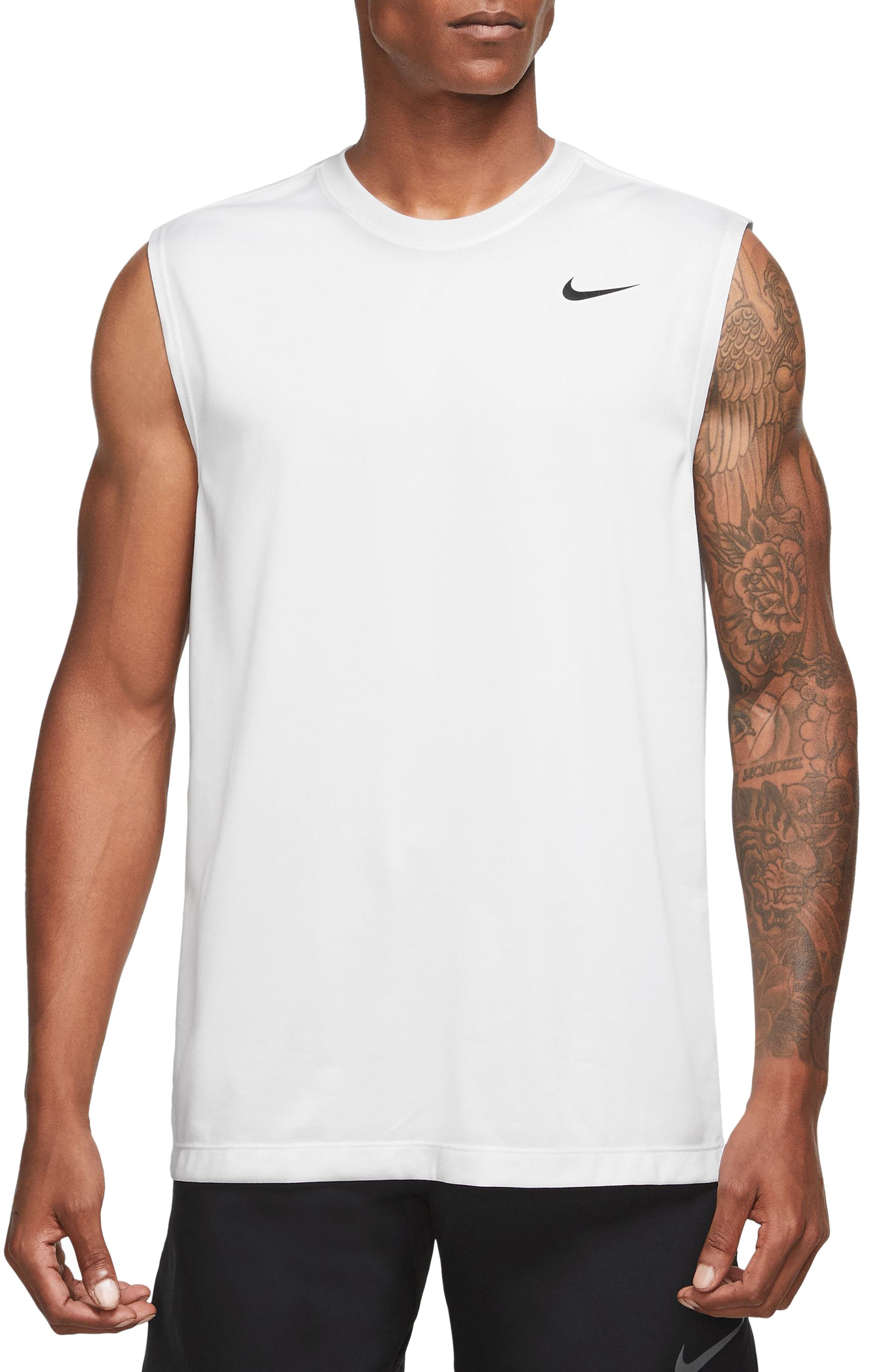 Nike Dri-FIT Legend Fitness Muscle T-Shirt in White/Black at Nordstrom - 1