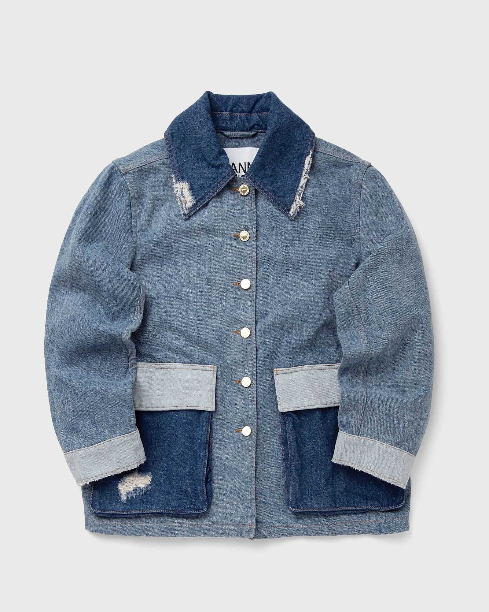 Patchwork Denim Midi Jacket - 1