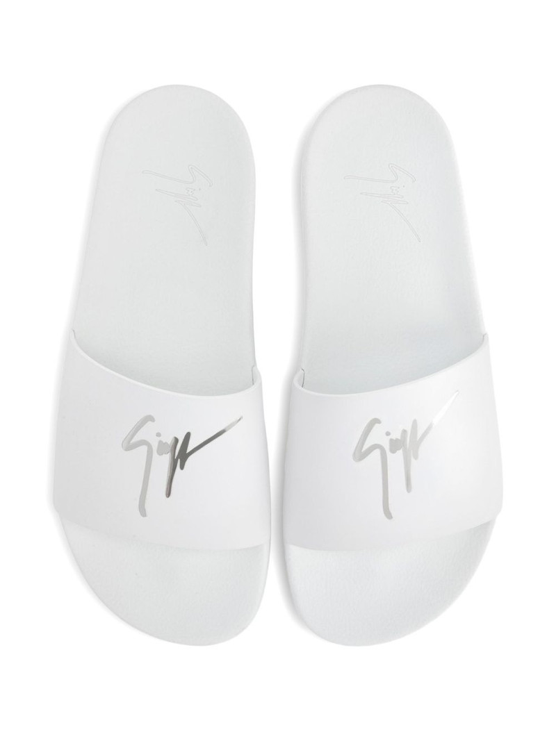 Brett leather logo-print slides 3
