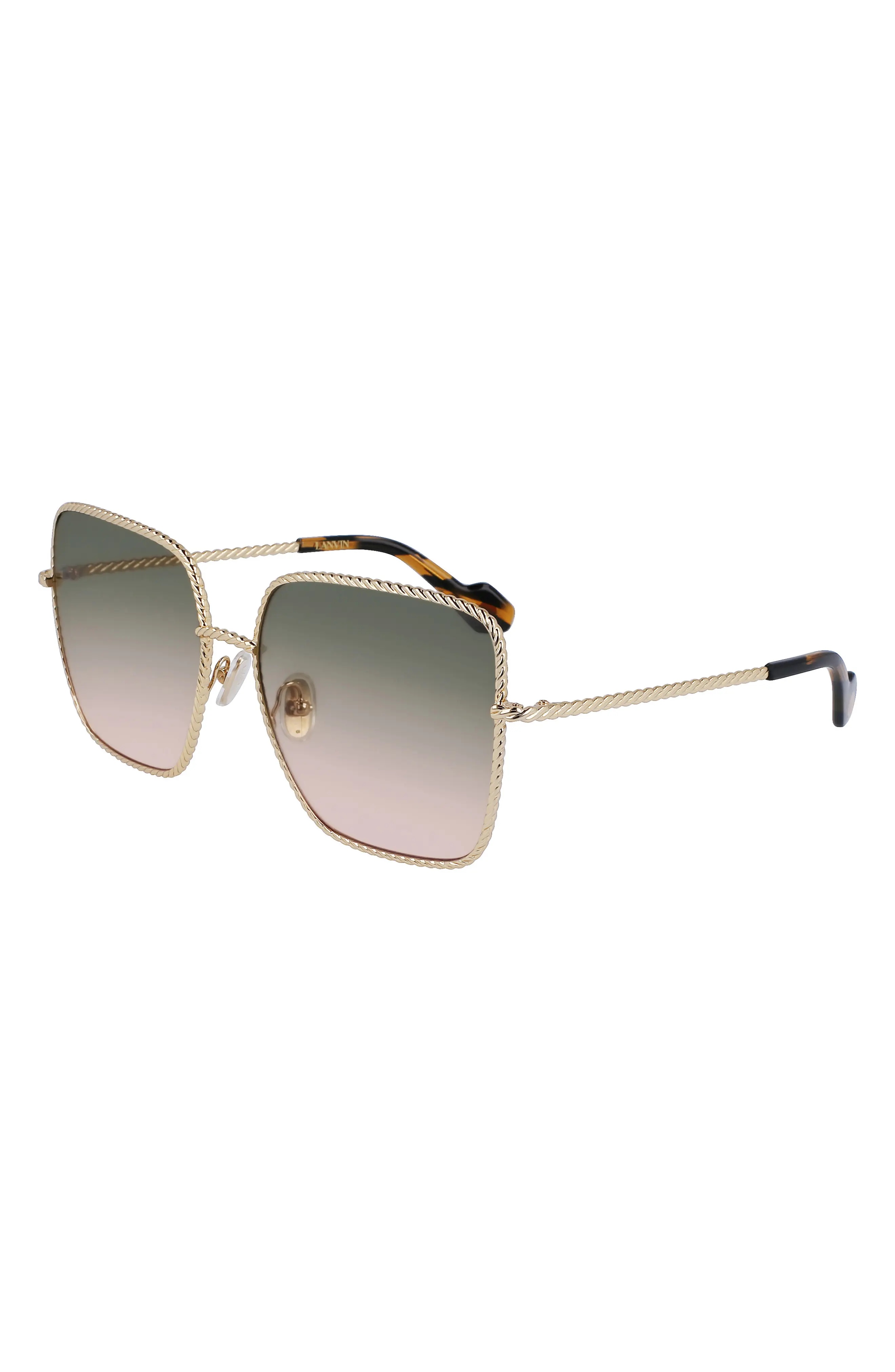 Babe 59mm Gradient Square Sunglasses in Gold/Gradient Green Peach - 2