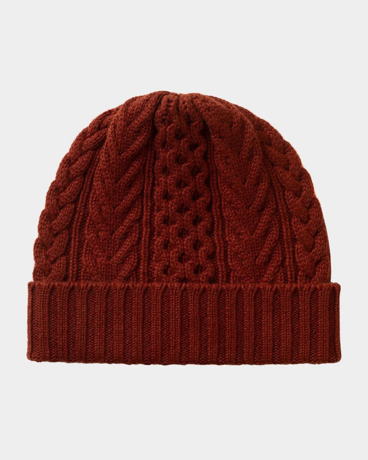 Aran Cable Knit Cashmere Beanie - 1