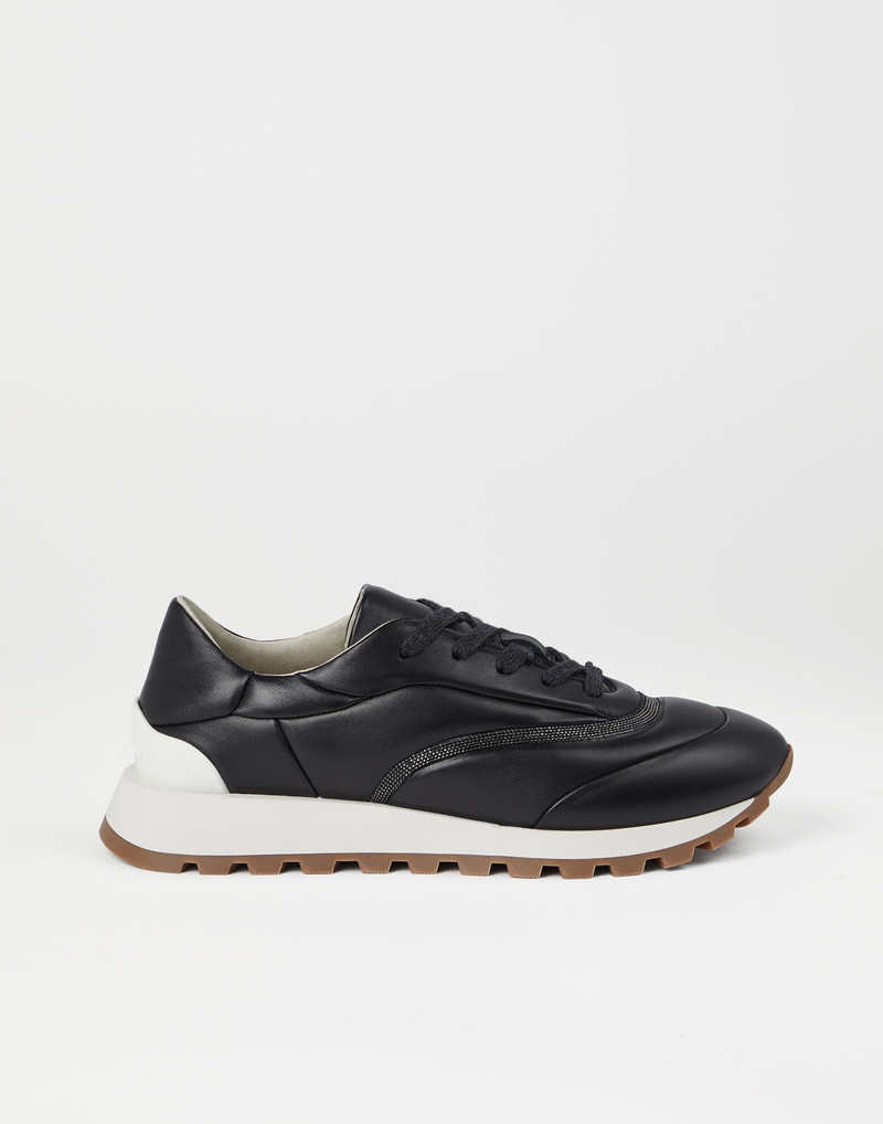 Nappa leather runners with precious stripe detail 5