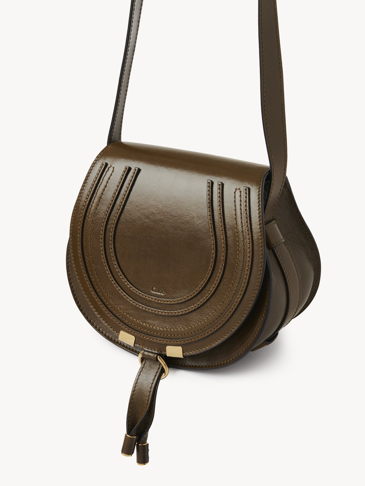 SMALL MARCIE SADDLE BAG IN SHINY LEATHER - 3