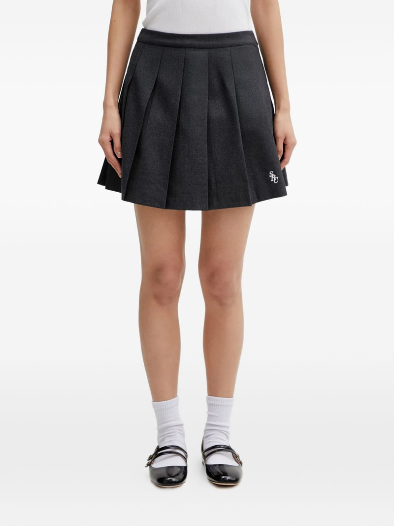 pleated embroidery mini skirt 1