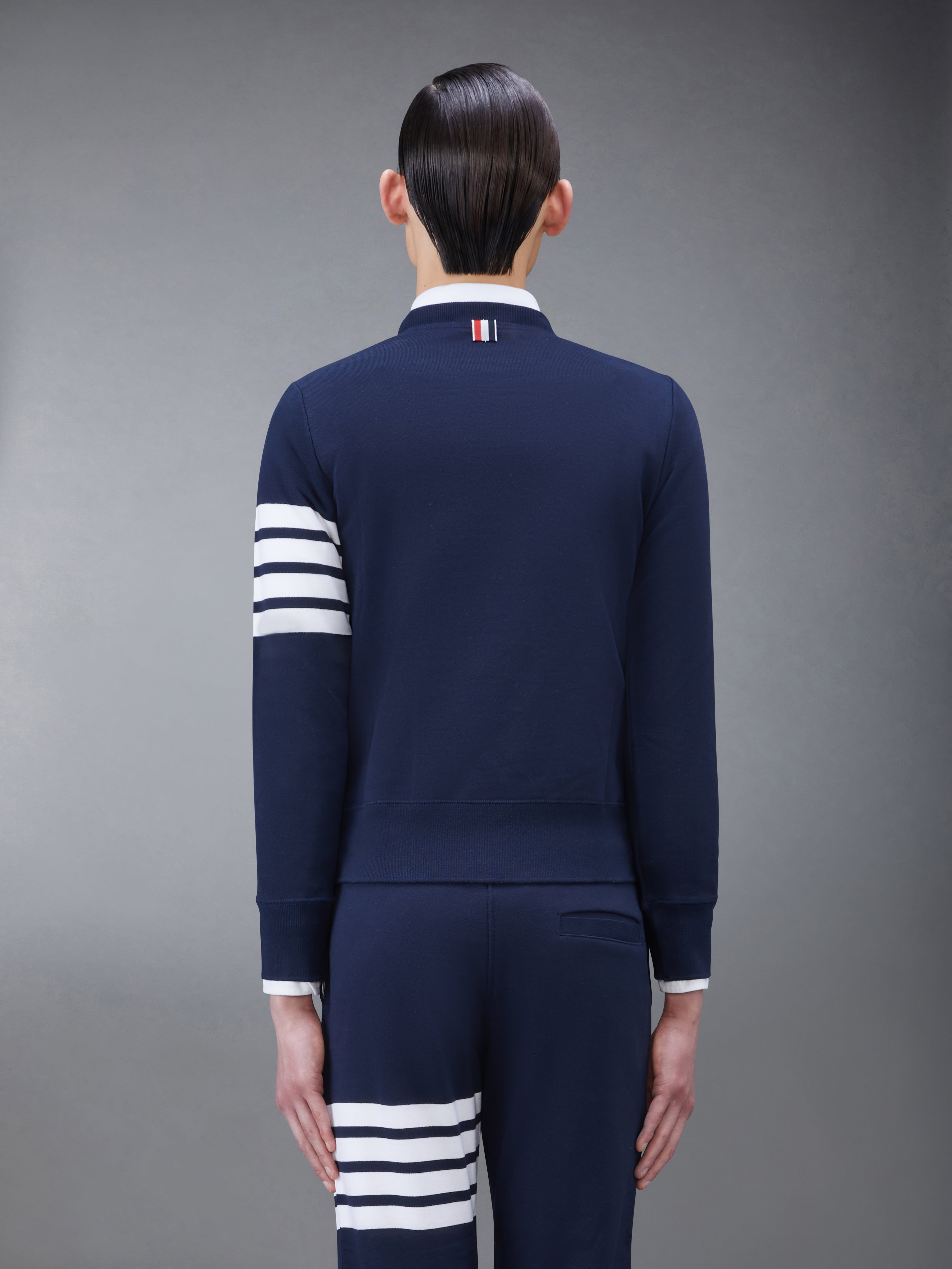 Navy Loopback Jersey Knit 4-bar Crew Neck Sweatshirt - 6