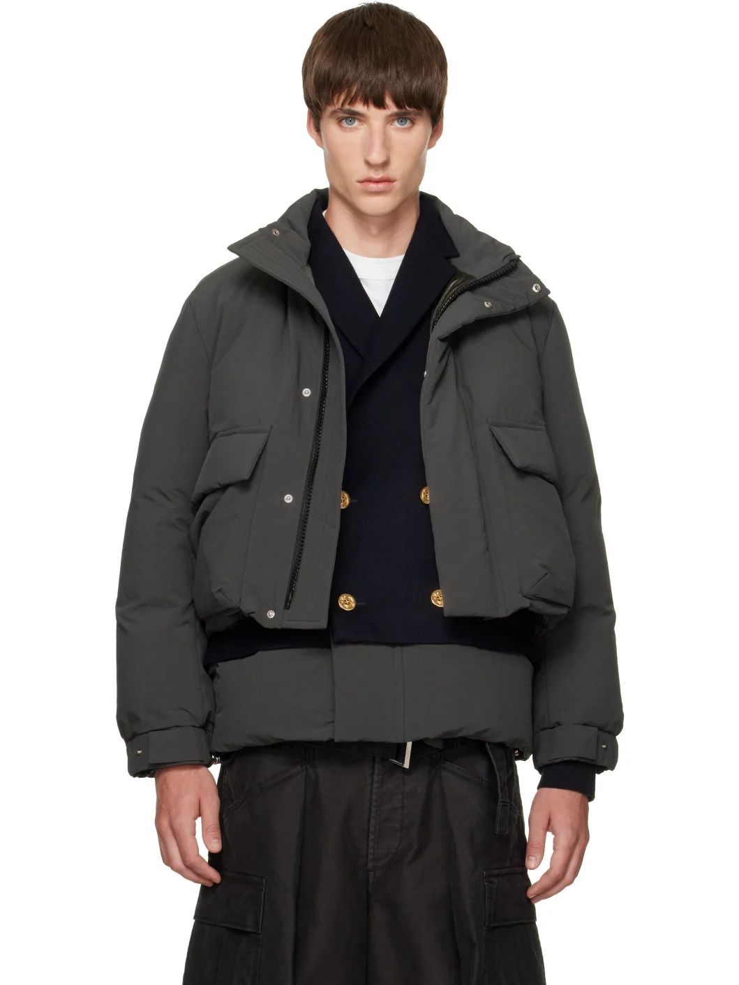 Green Down Puffer Blouson Jacket - 1