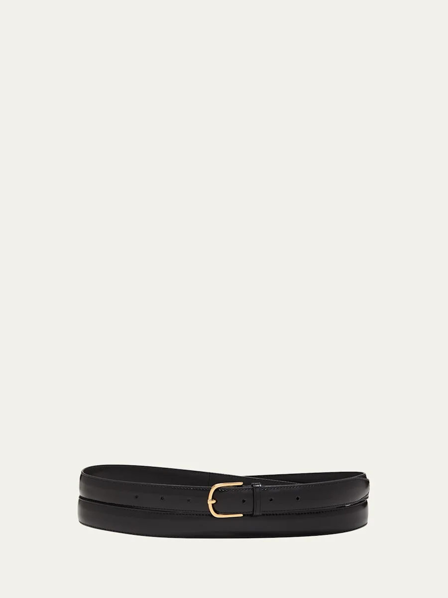 Black Slim Trouser Leather Belt - 1