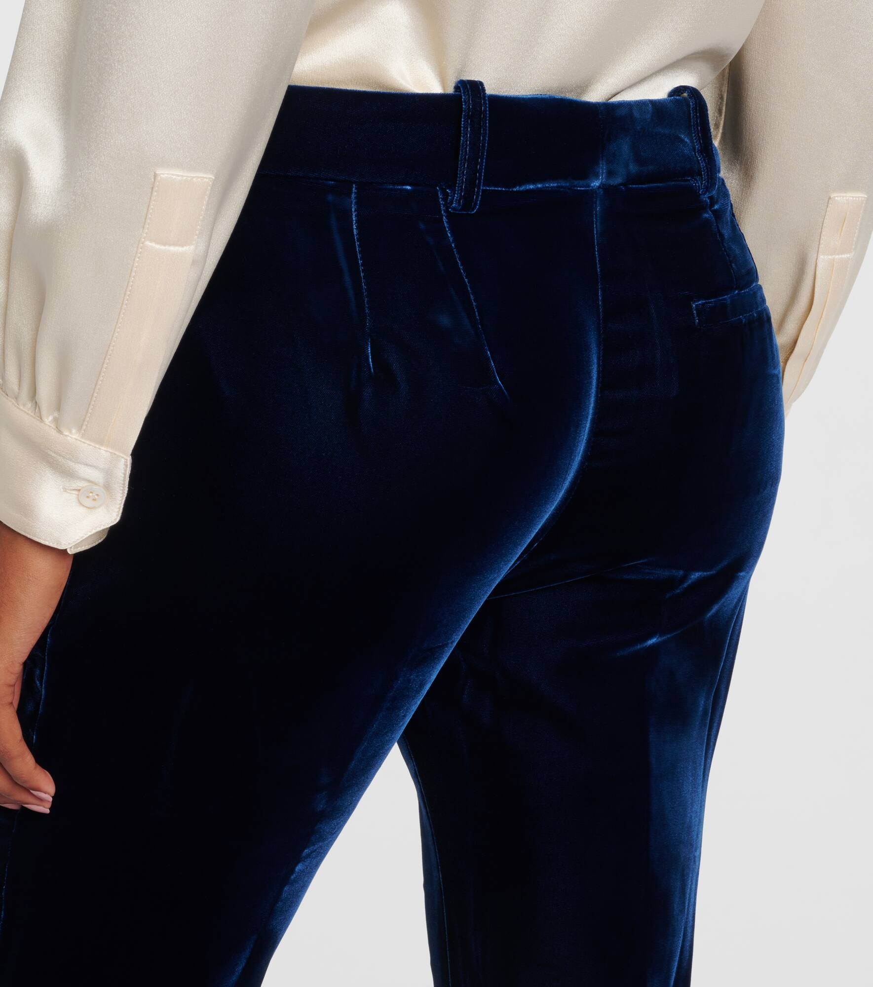 Fluid velvet straight pants - 6
