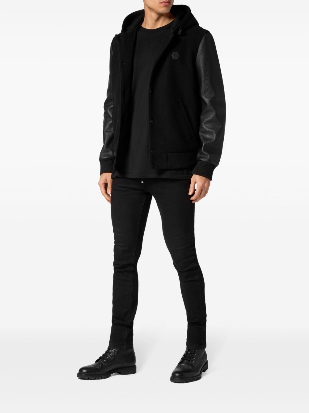 logo-appliquÃ© panelled hooded jacket - 2