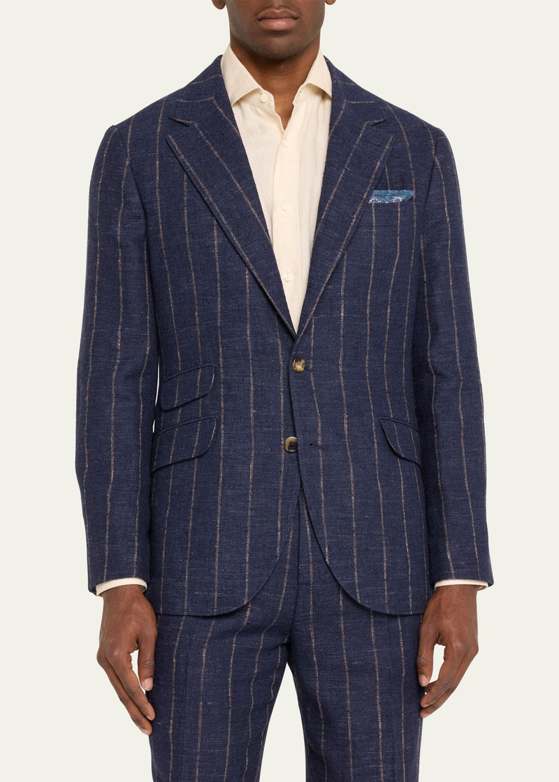 Men's Striped Linen-Blend Suit 4
