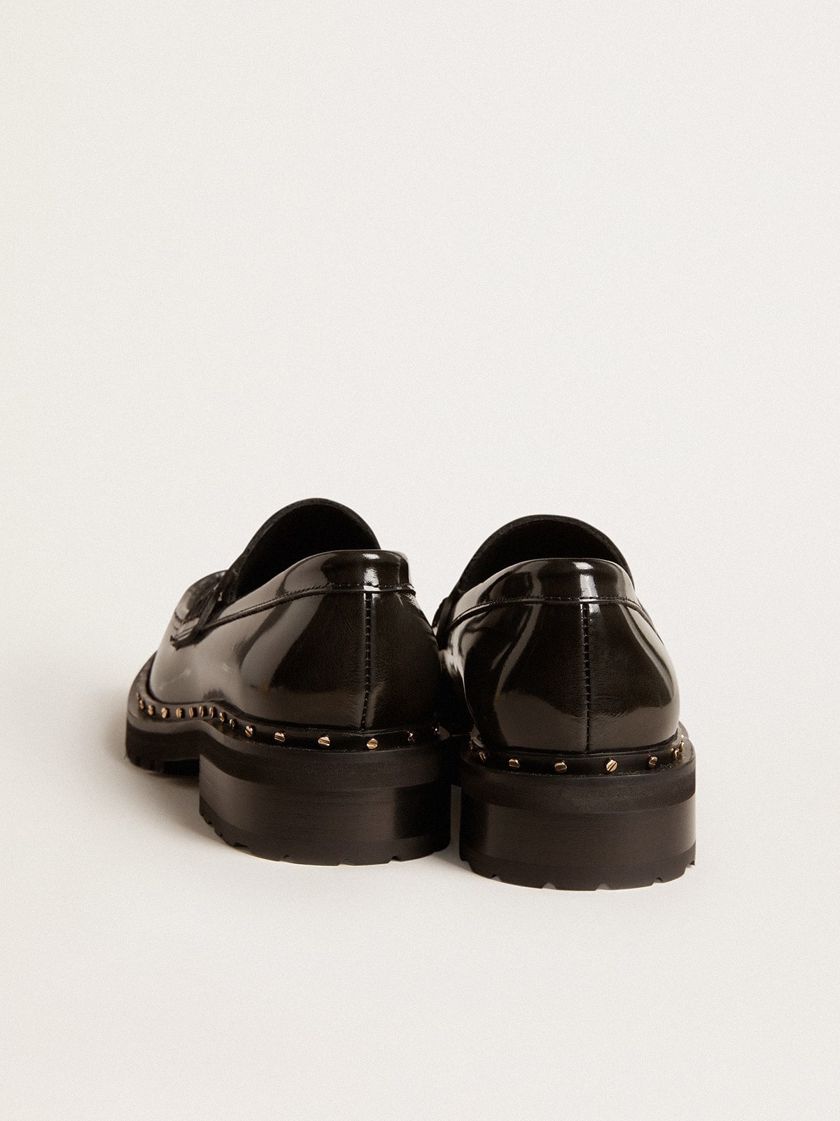Chunky loafers in studded black leather - 5