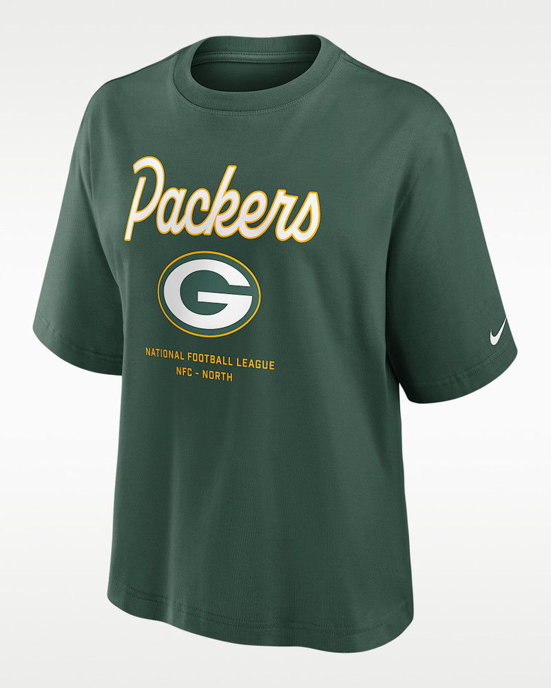 Green Bay Packers Essential Script Boxy Women's Nike NFL T-Shirt 1