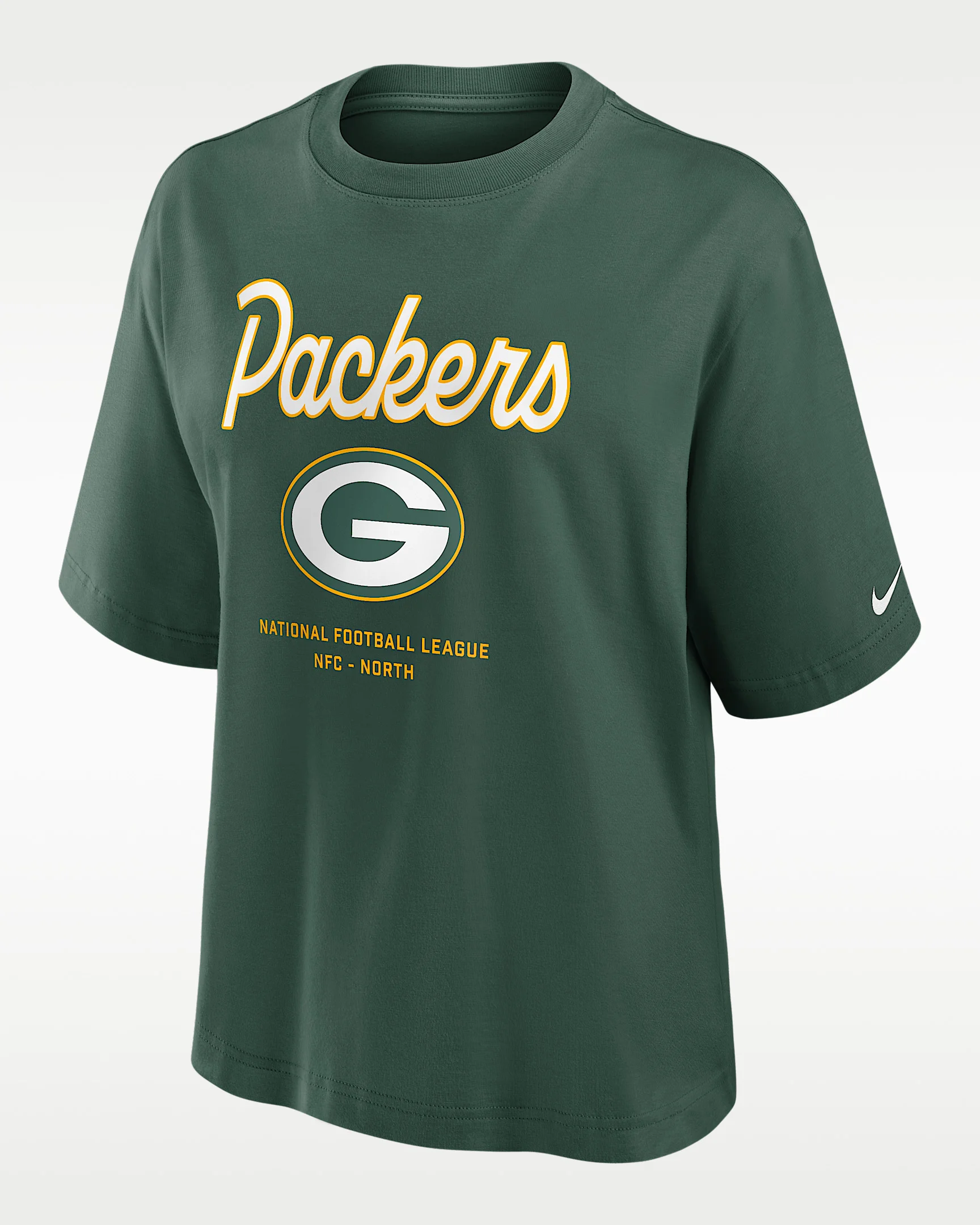Green Bay Packers Essential Script Boxy Women's Nike NFL T-Shirt - 1