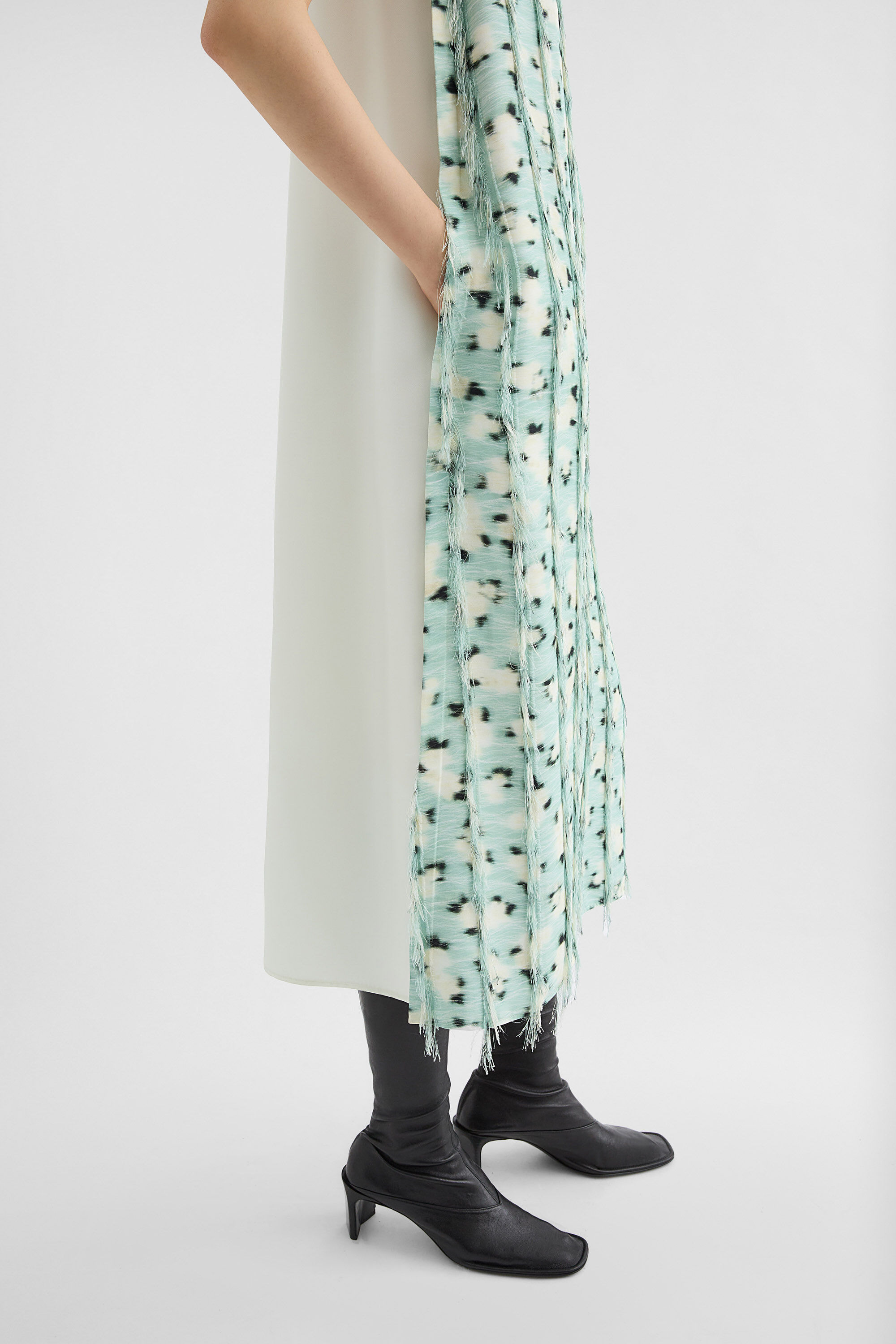 Fringed Fil Coupe Printed Dress - 4
