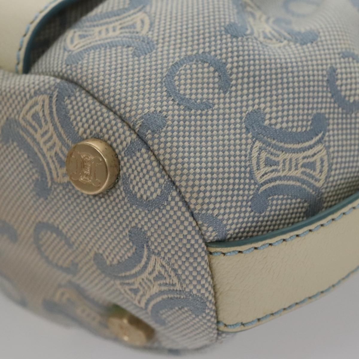CELINE C Macadam Canvas Shoulder Bag Light Blue - 15