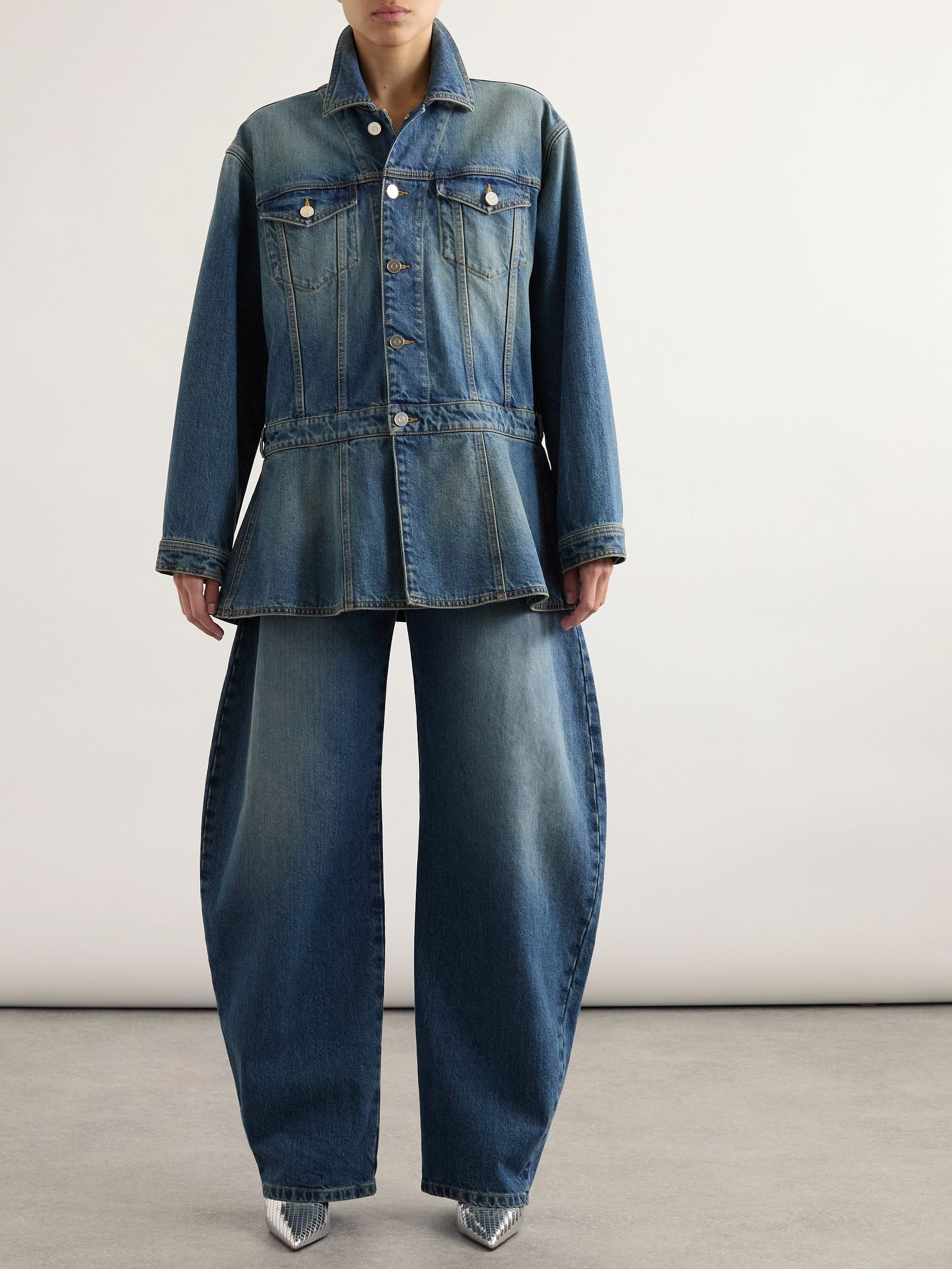 High-rise barrel-leg jeans Blue - 2