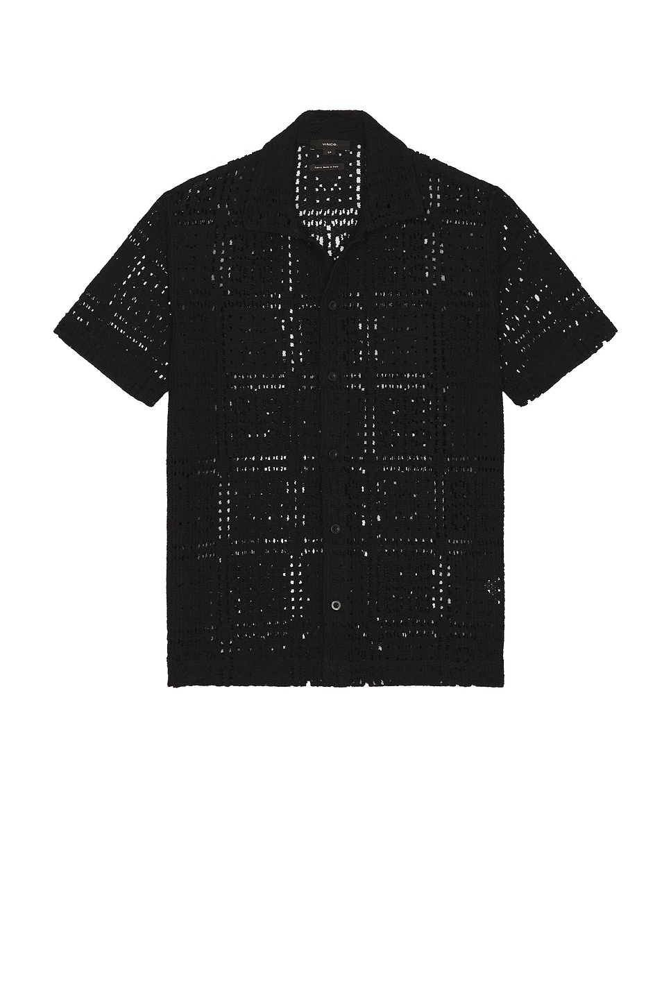 Knit Crochet Short Sleeve Button Down Shirt - 4
