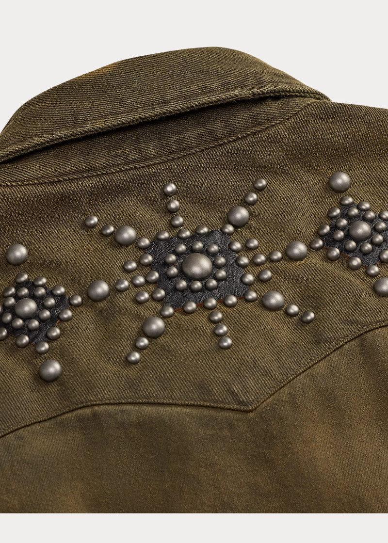 Slim Fit Studded Denim Western Shirt 6
