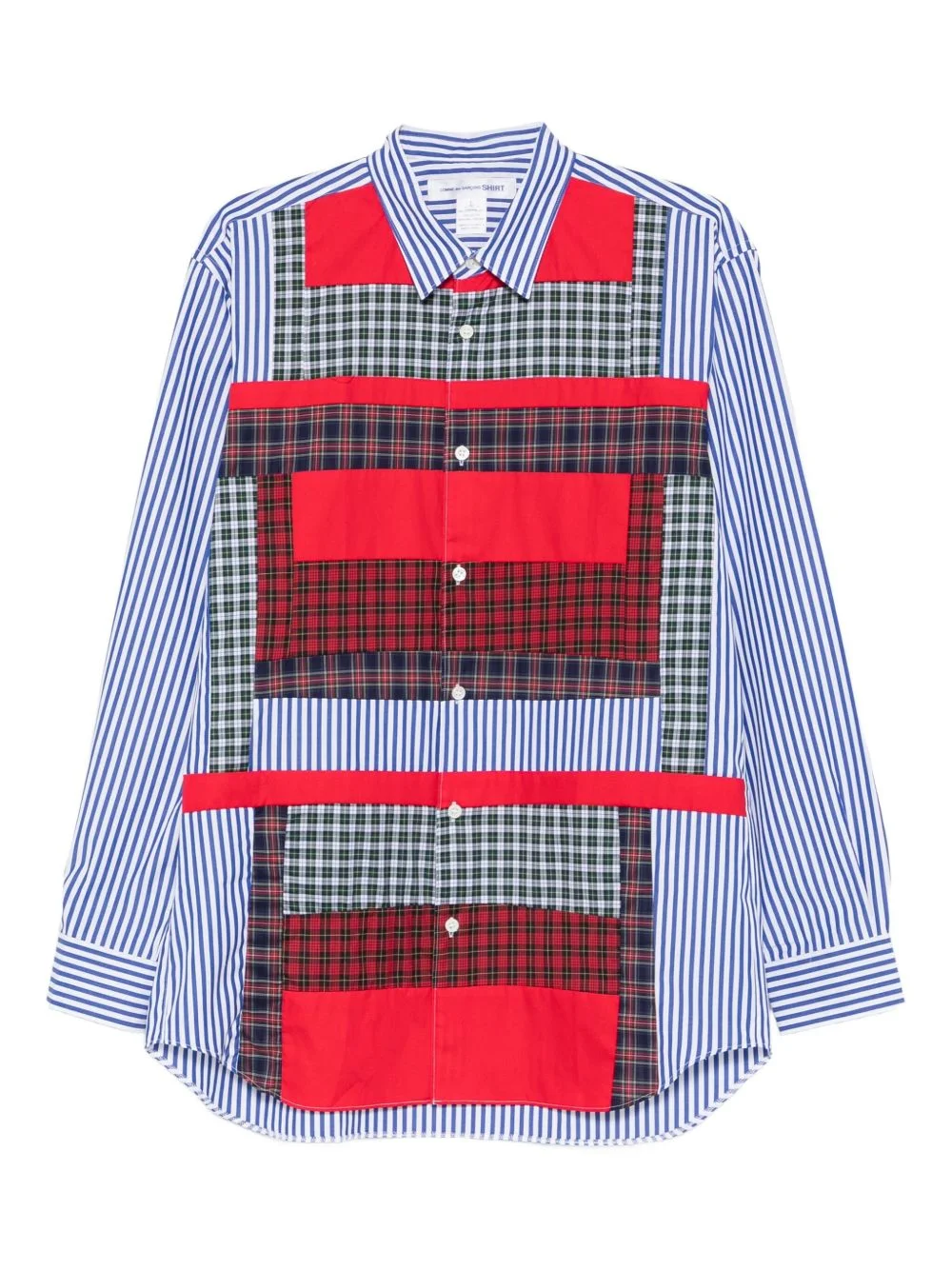 patchwork-print long-sleeve shirt - 1