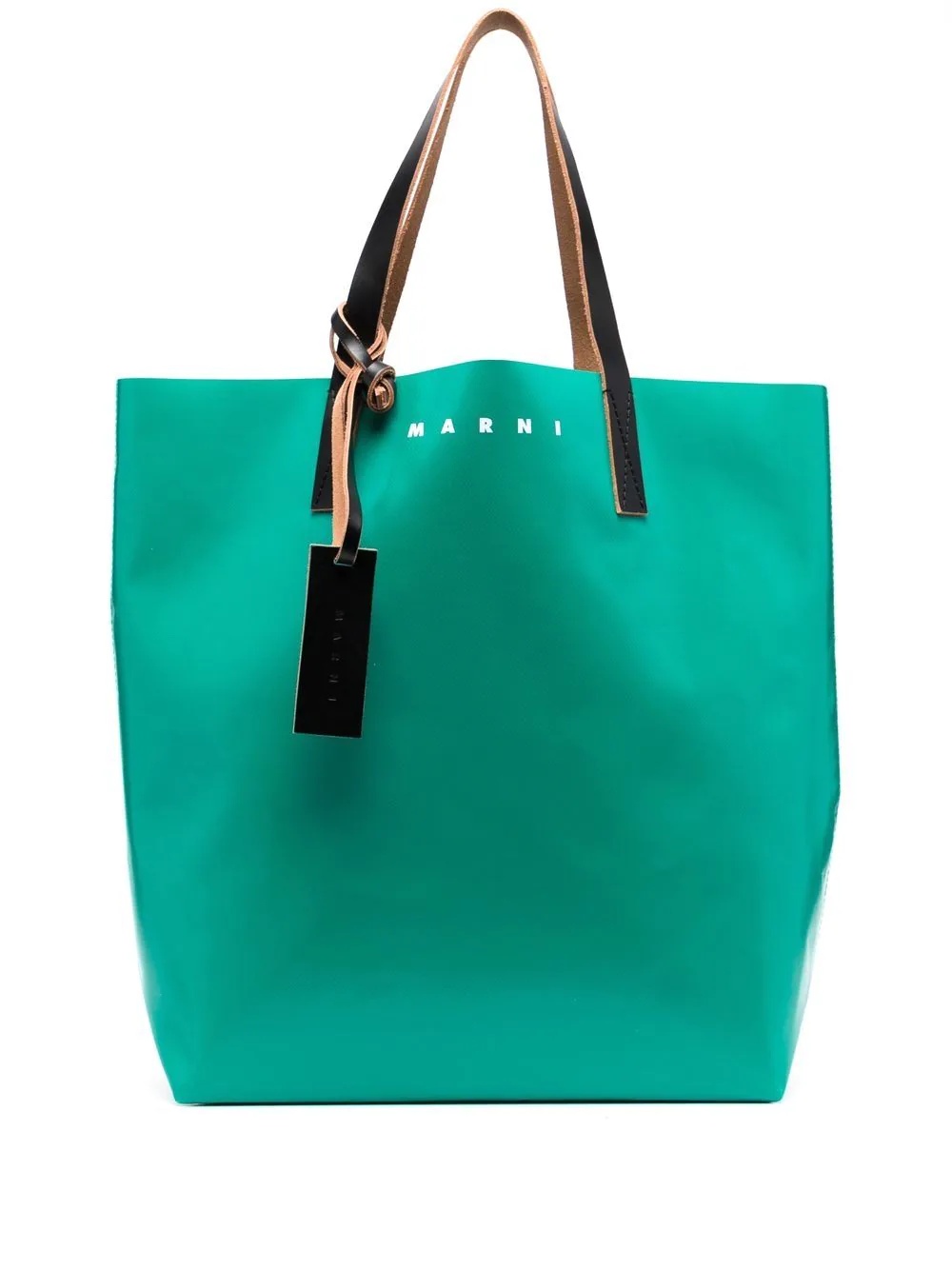 logo-print two-tone tote - 1