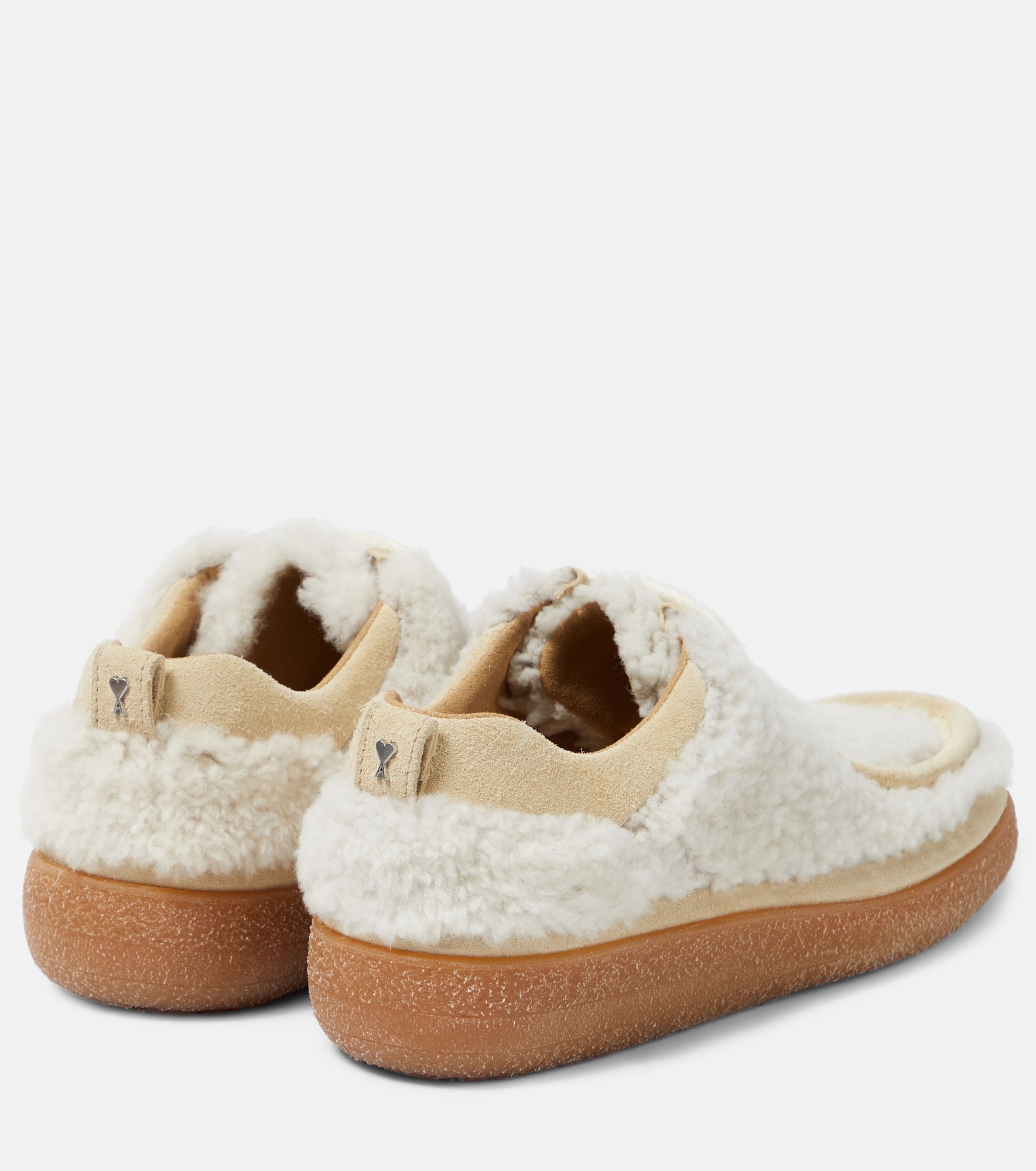 Lace-up shearling loafers - 3