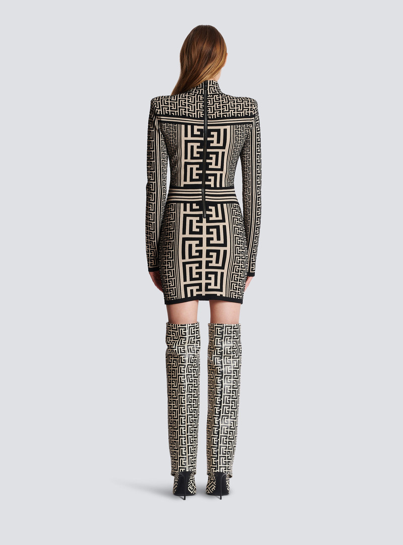Monogrammed knit high-neck dress 4