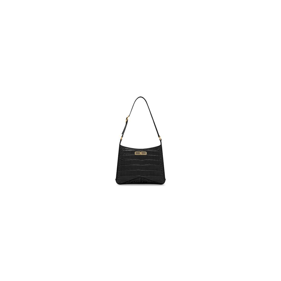 Women's Xx Small Hobo Bag Crocodile Embossed in Black - 1
