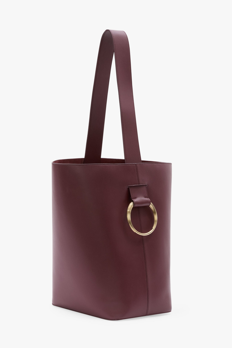 Dia Bucket Bag In Burgundy Smooth Leather 3