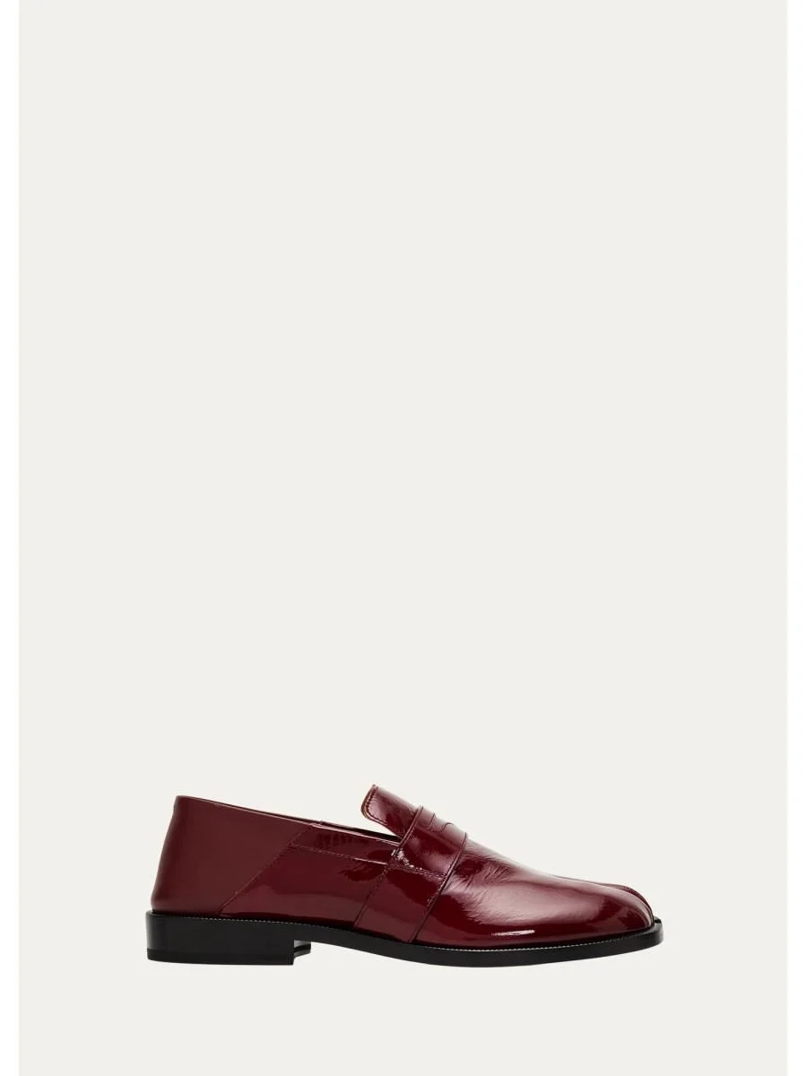 Tabi Crinkled Patent Leather Penny Loafers - 1