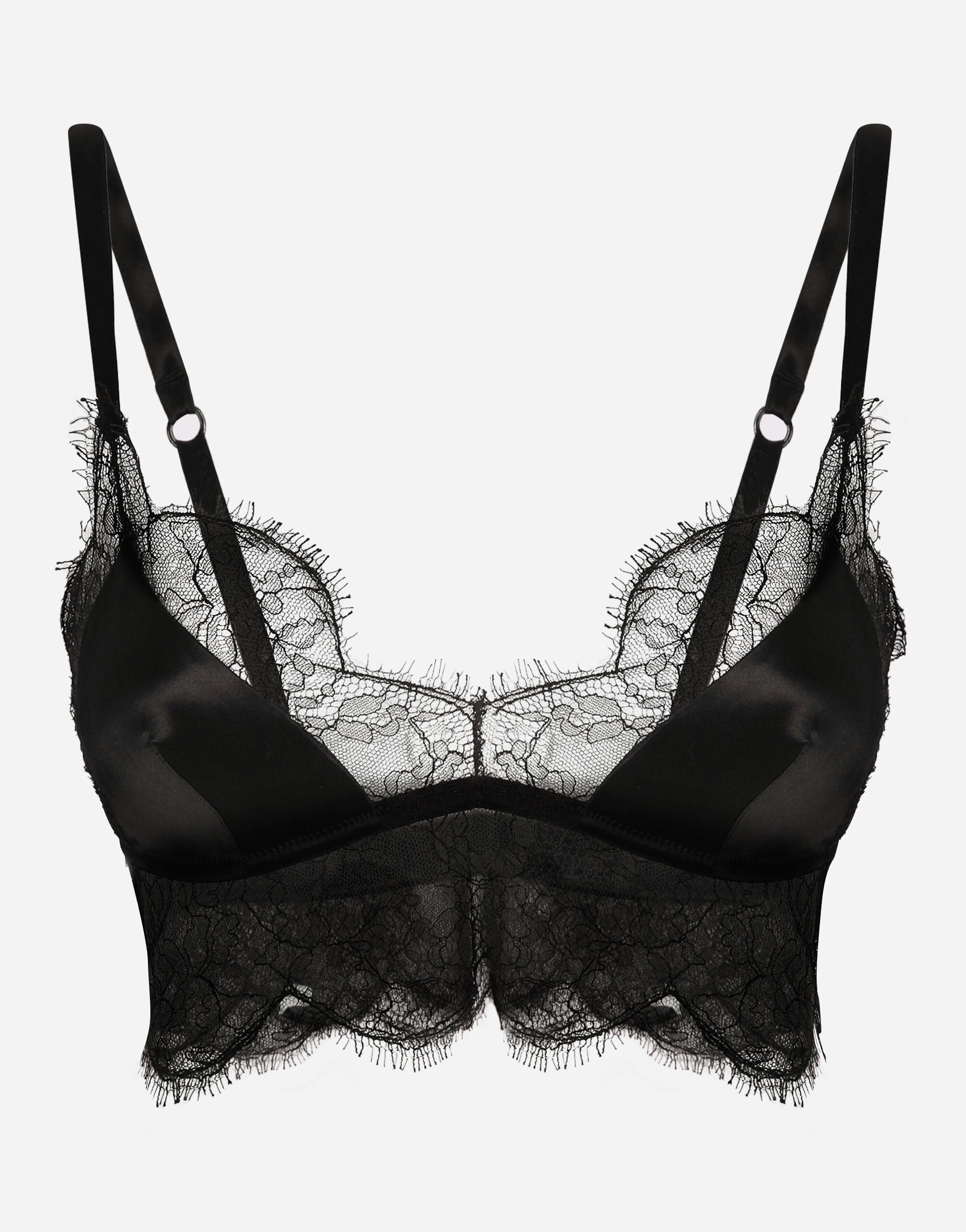 Soft-cup satin bralette with lace detailing - 1