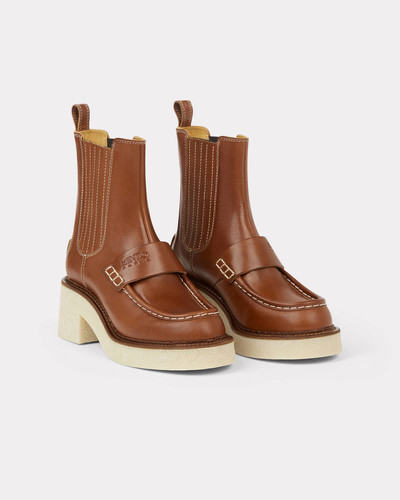 KENZO Vegetable-tanned leather KENZOYAMA heeled Chelsea boots outlook