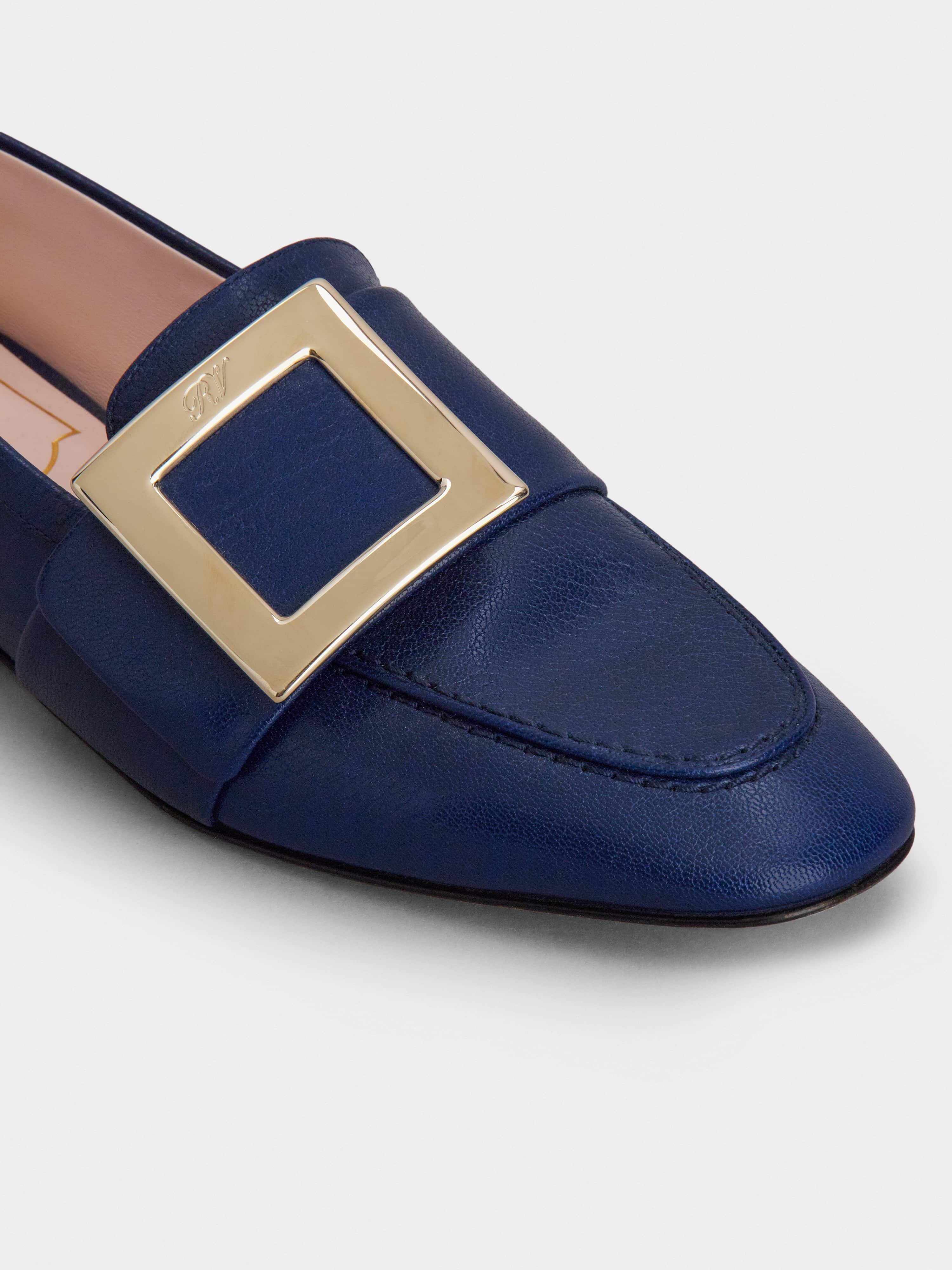 Soft Metal Buckle Loafers in Leather - 3