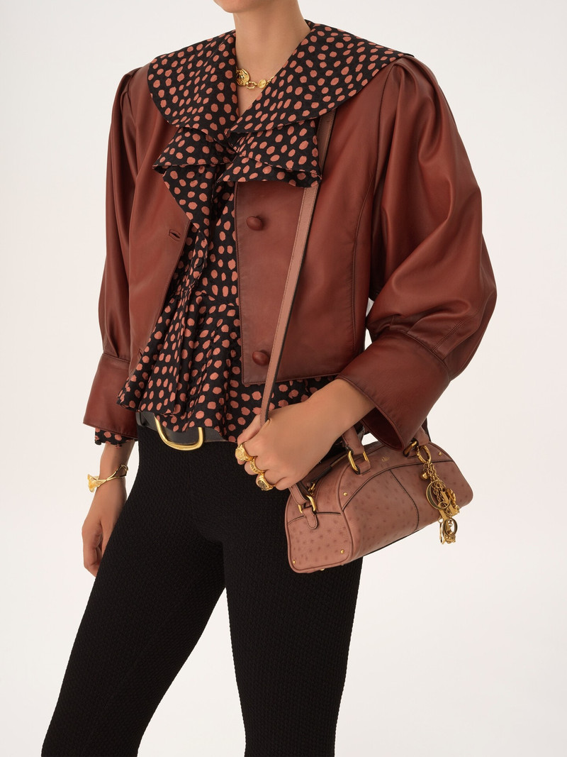 Chloé SMALL CHLOÉ BOWLING BAG IN OSTRICH-EFFECT LEATHER outlook