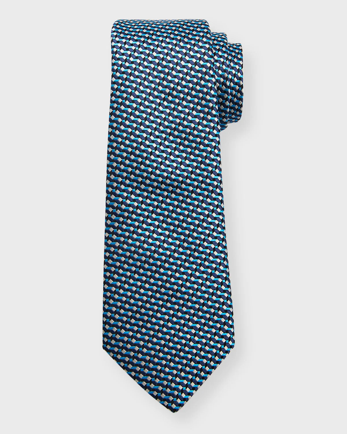 Men's Silk Jacquard Geometric Tie - 1