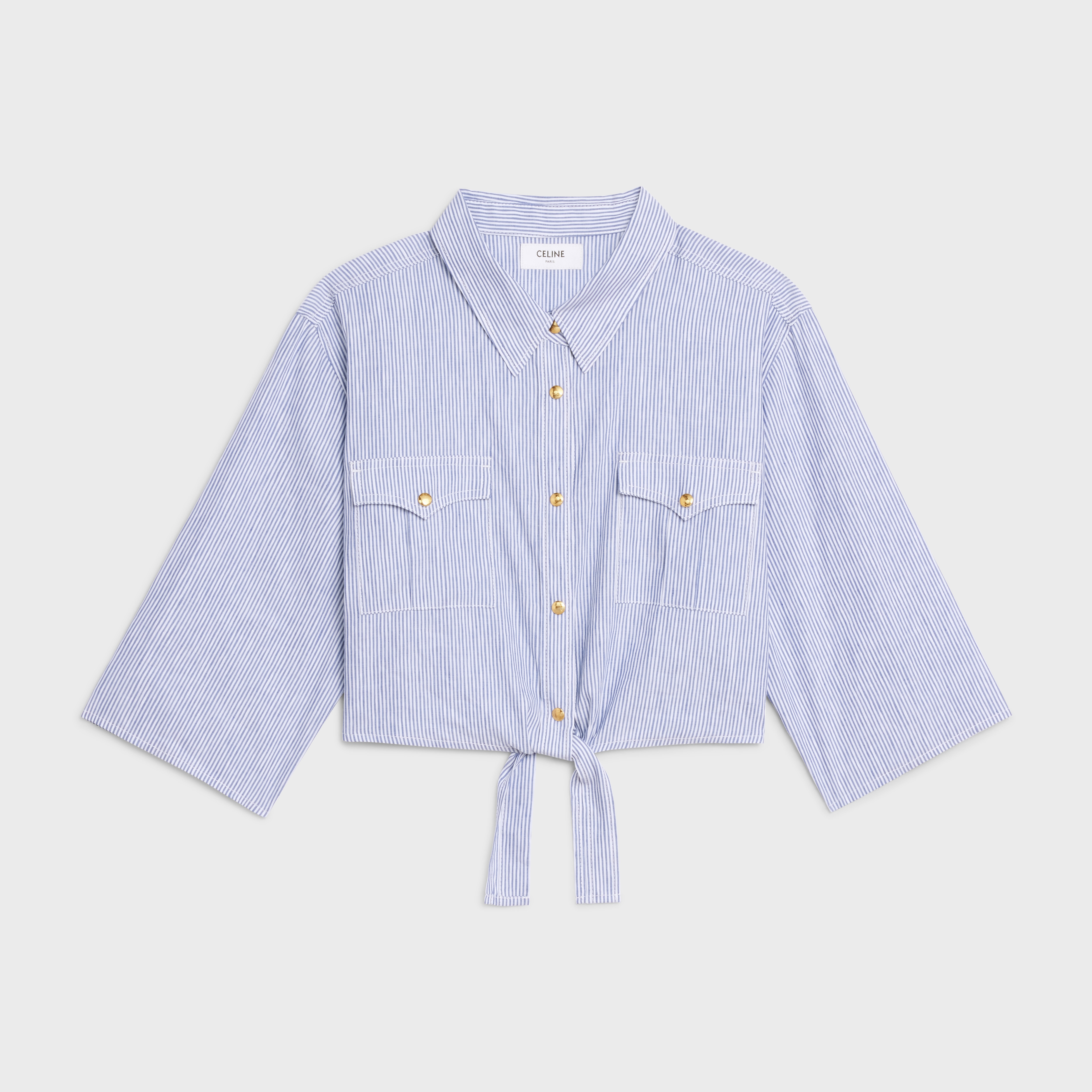 KNOTTED SHIRT WITH T SLEEVES IN LINEN AND COTTON - 1