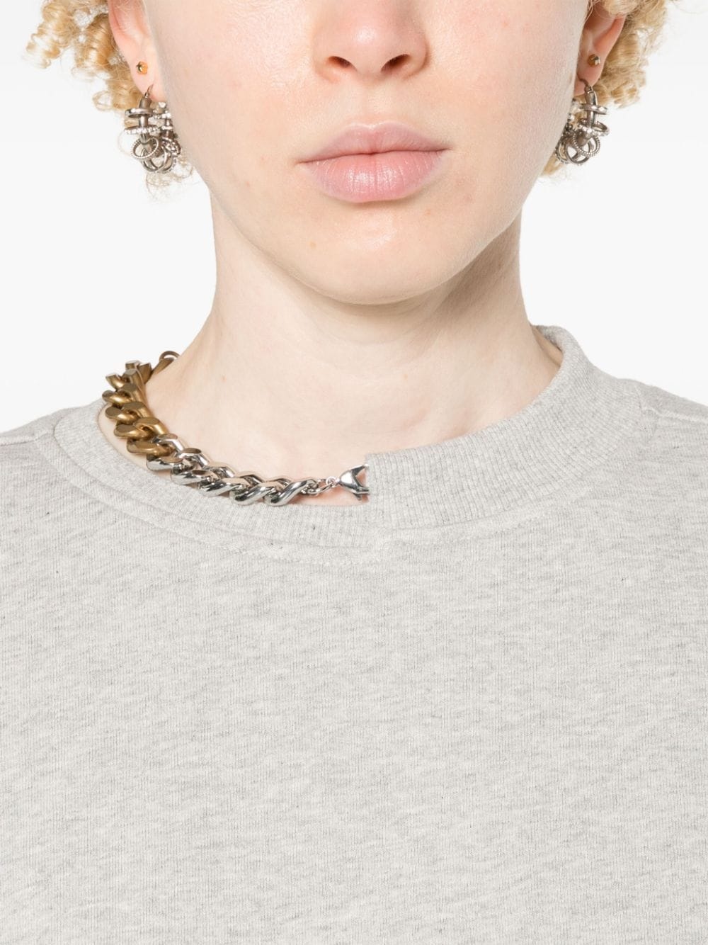 chain-link-detailing mÃ©lange sweatshirt - 5