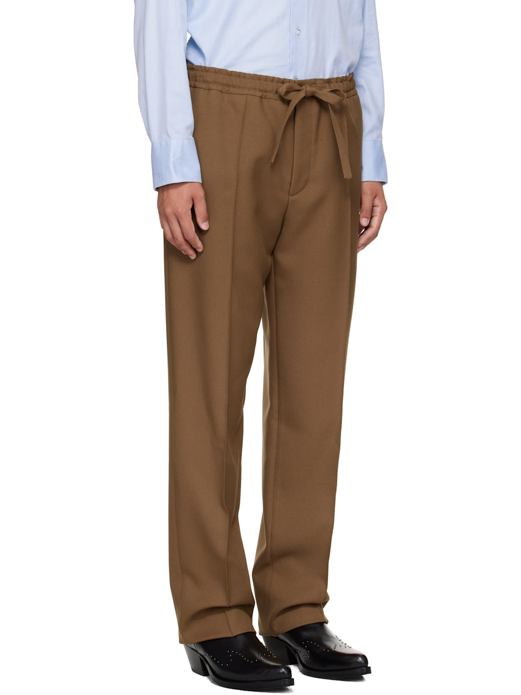 Khaki Techno Drape Gabardine Trousers - 2
