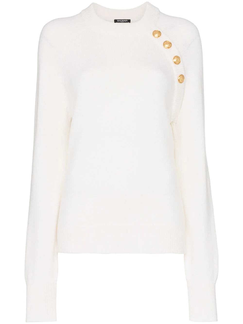 long-sleeved knitted cashmere gold button sweater - 1