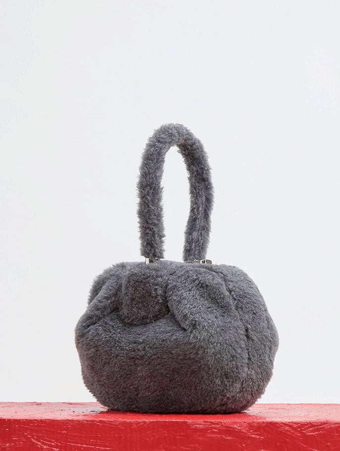 Nina Bag in Dark Grey Virgin Wool Silk Cashmere Fur - 5