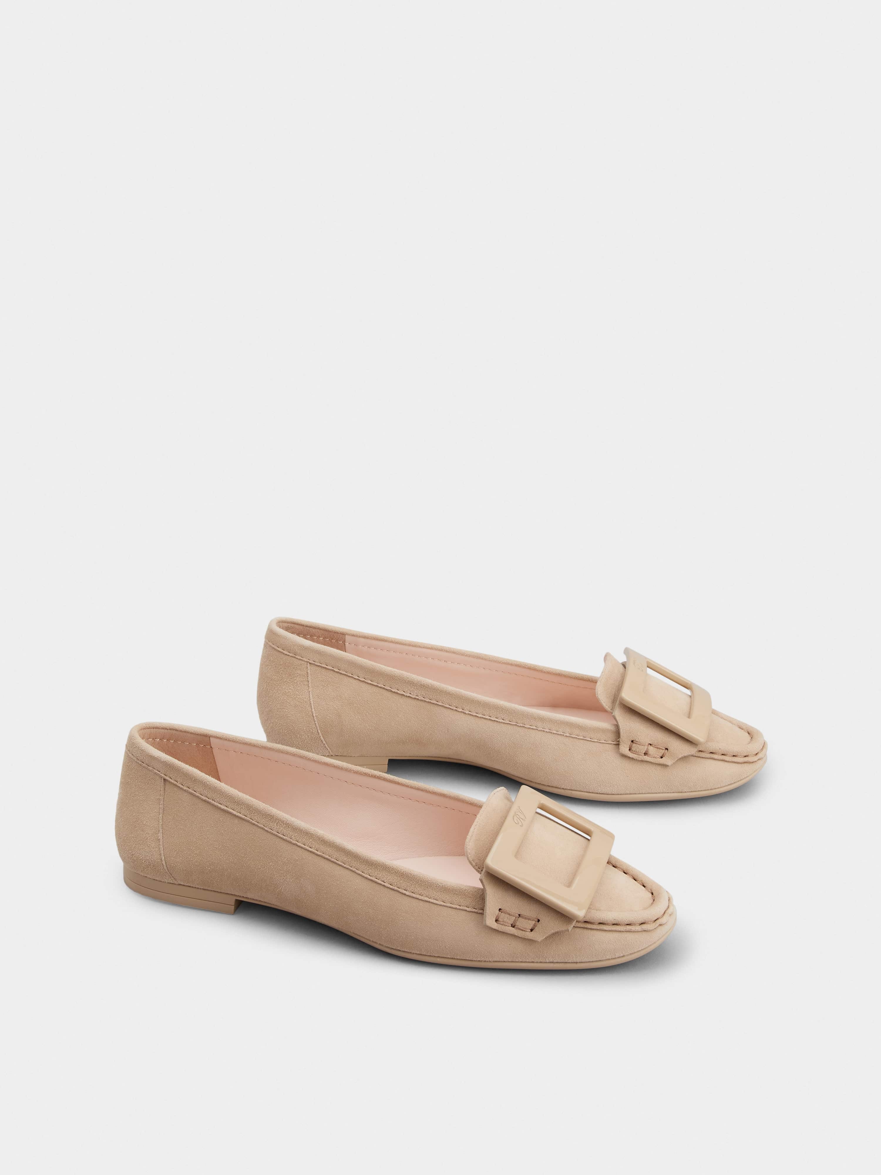 Lacquered Buckle Loafers  in Suede - 2