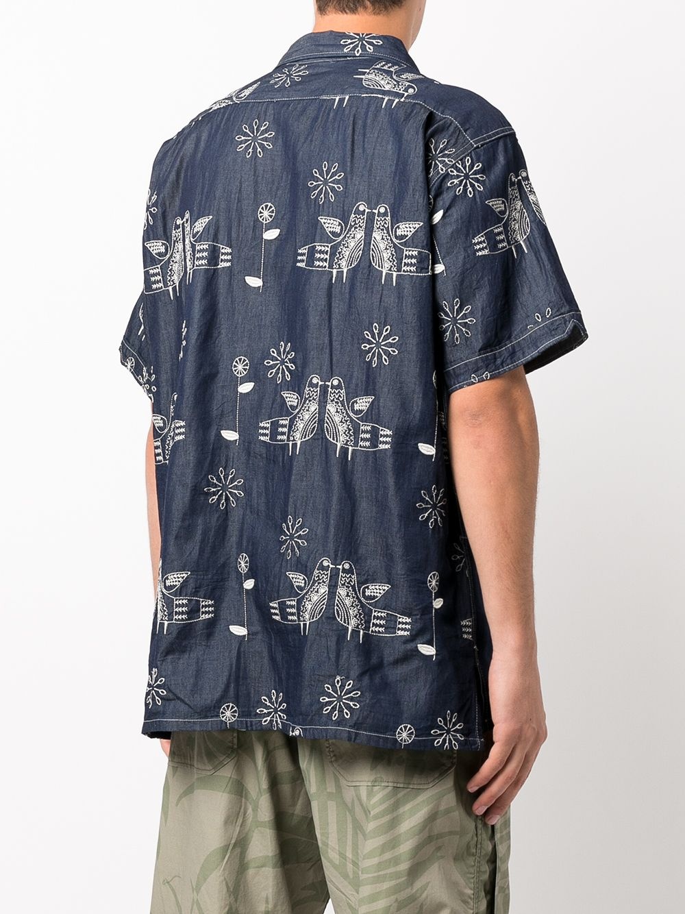 bird-embroidered camp-collar shirt - 4